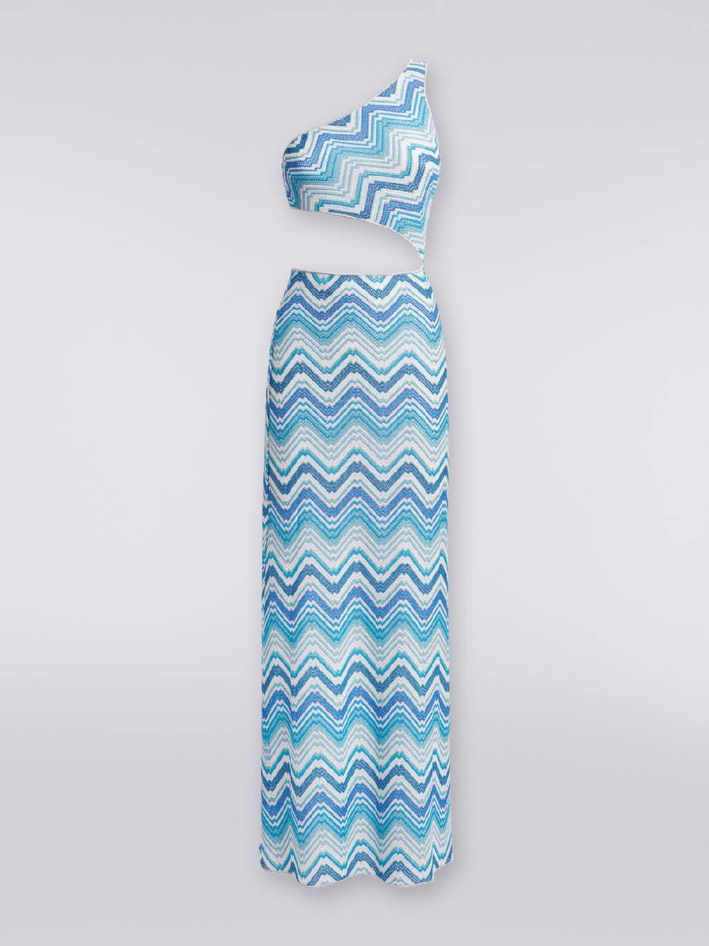 M Missoni Copricostume lungo in crochet chevron con taglio cut out e lurex Liquidazione
