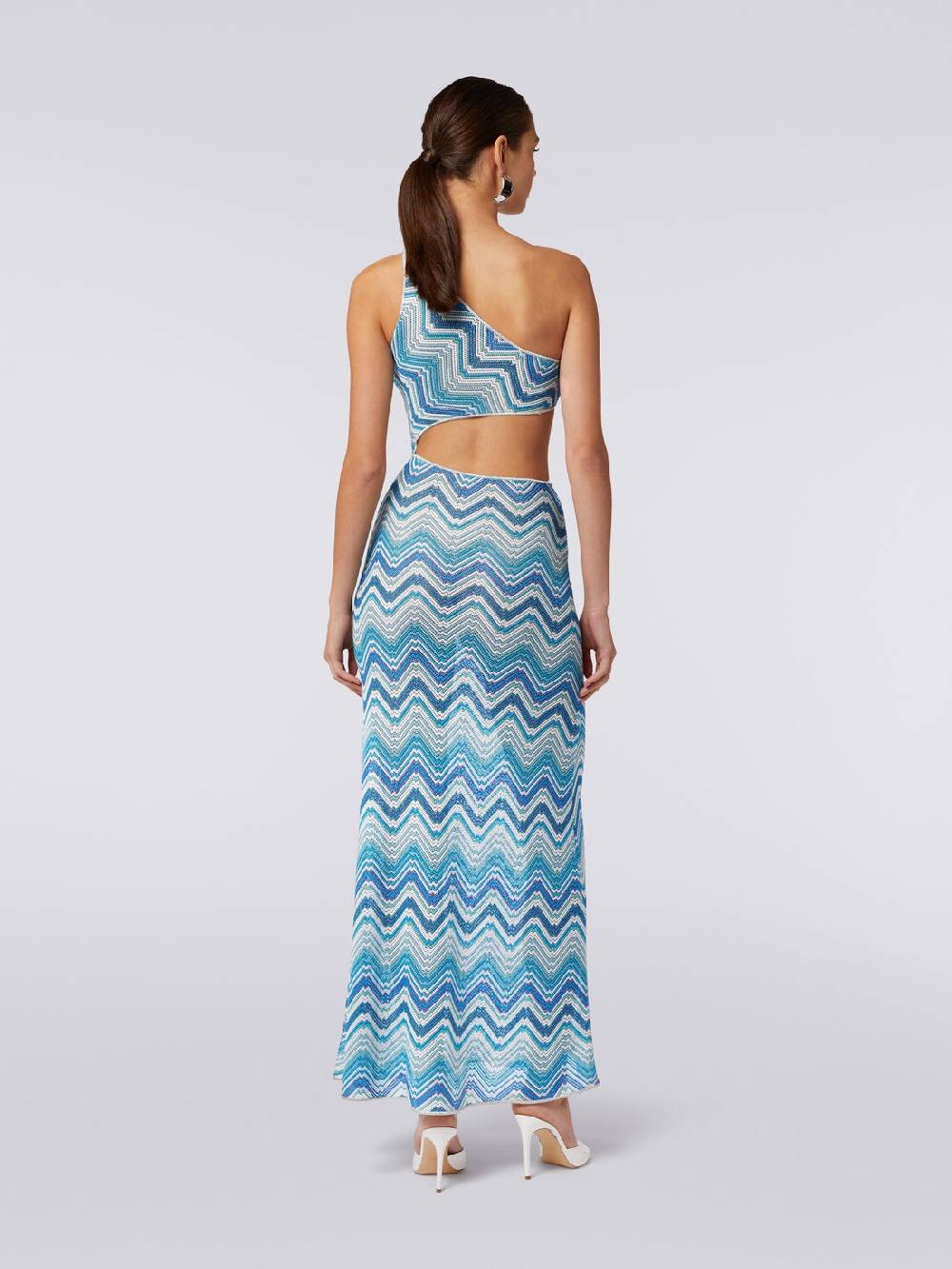 M Missoni Copricostume lungo in crochet chevron con taglio cut out e lurex Liquidazione