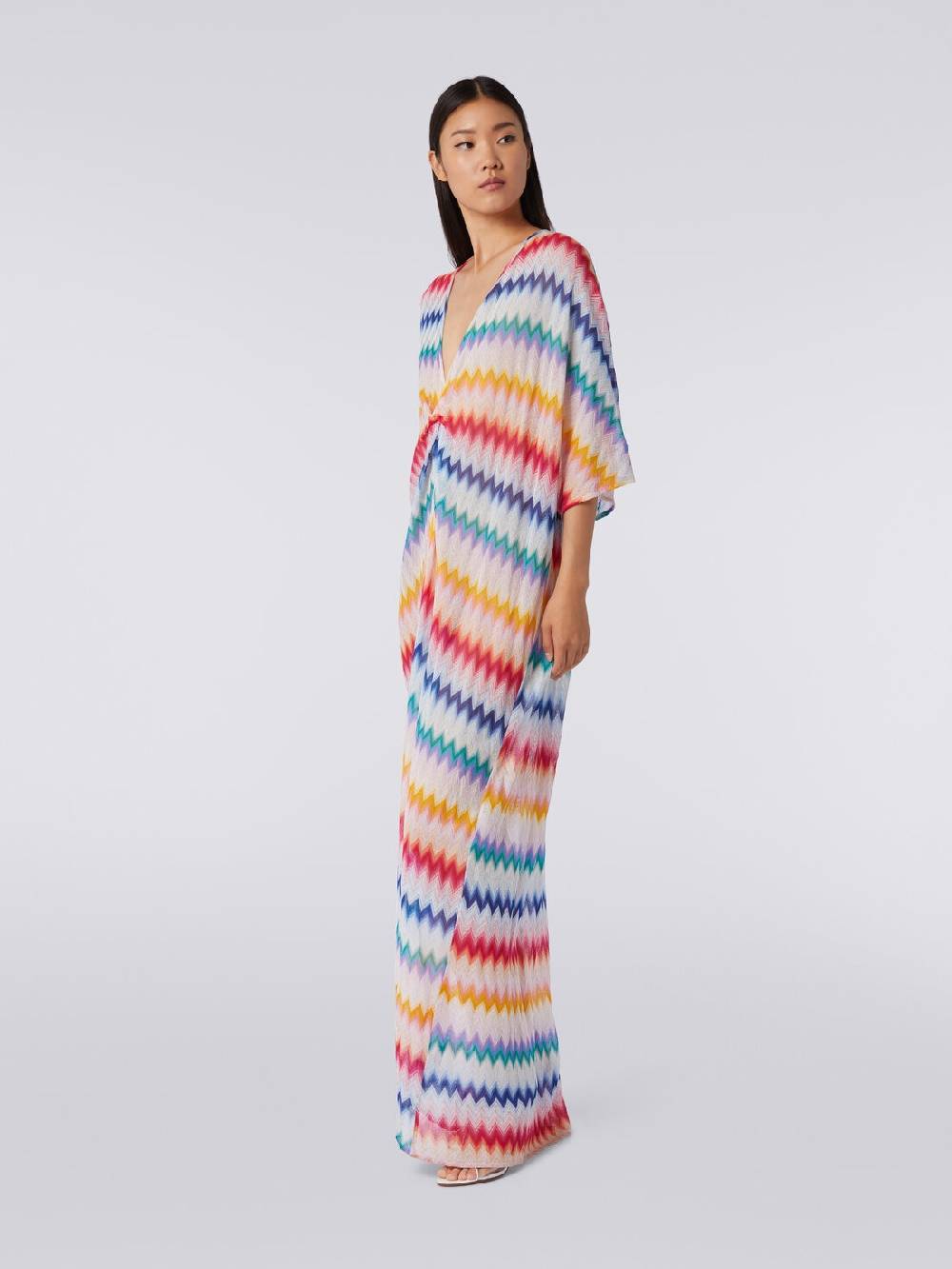 M Missoni Caftano copricostume lungo con dettaglio torchon e stampa zig zag Fino al 65% di sconto