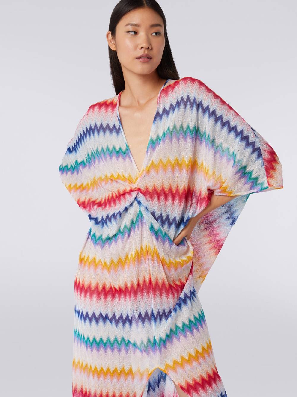 M Missoni Caftano copricostume lungo con dettaglio torchon e stampa zig zag Fino al 65% di sconto