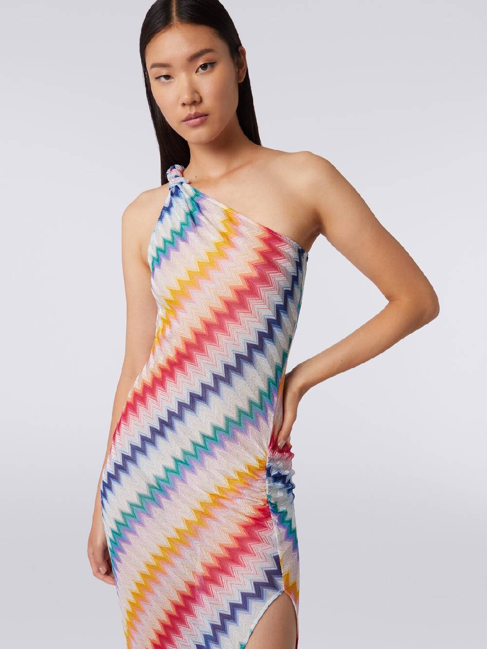 M Missoni Copricostume monospalla lungo con stampa zig zag Offerta speciale della fabbrica