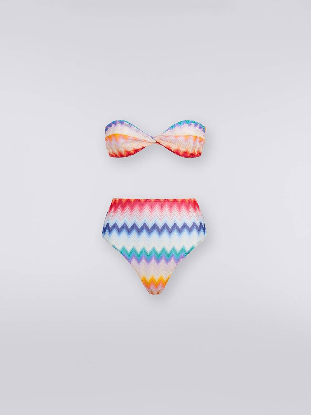 M Missoni Bikini con slip a vita alta in tessuto stampa zig zag Sostegno trimestrale