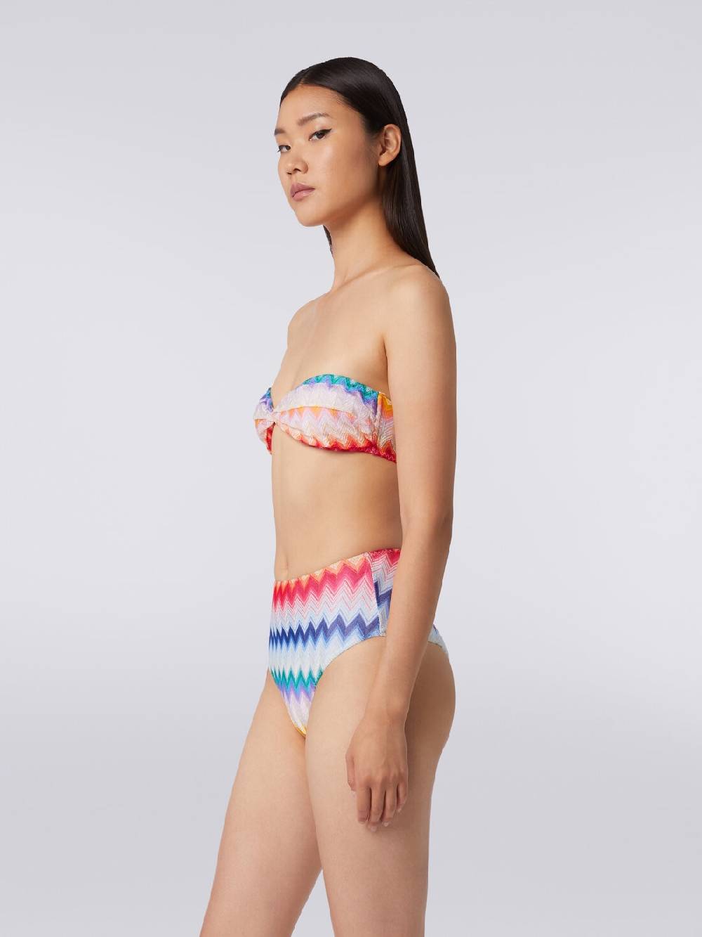 M Missoni Bikini con slip a vita alta in tessuto stampa zig zag Sostegno trimestrale