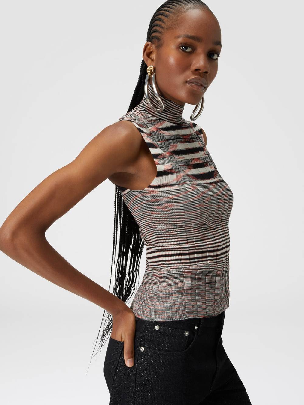 M Missoni Canottiera con collo alto in cashmere e seta a costine Limitato a 3 giorni