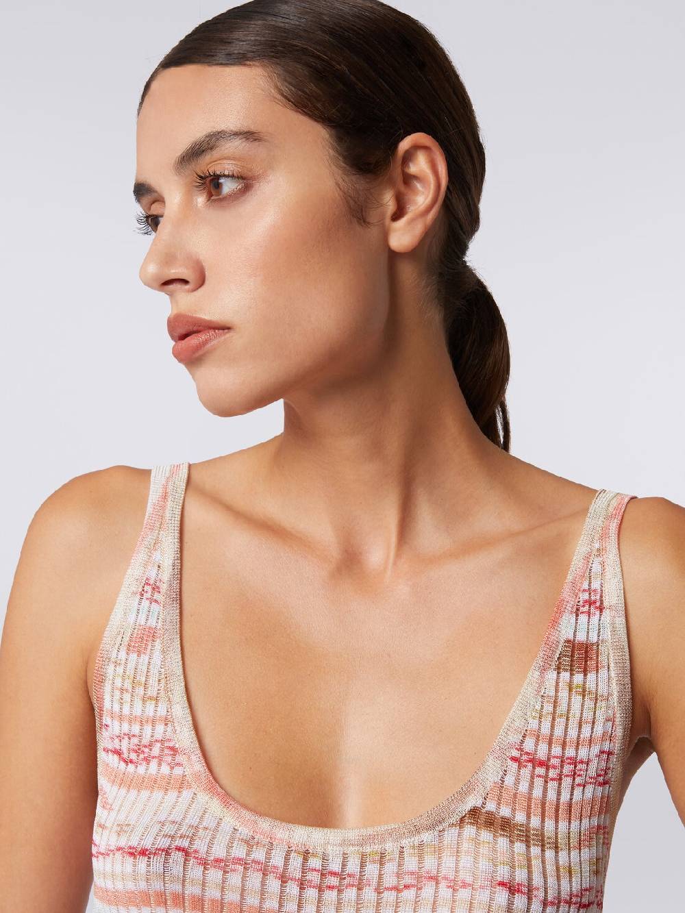 M Missoni Canottiera in viscosa a costine fiammata Black Friday Prezzi