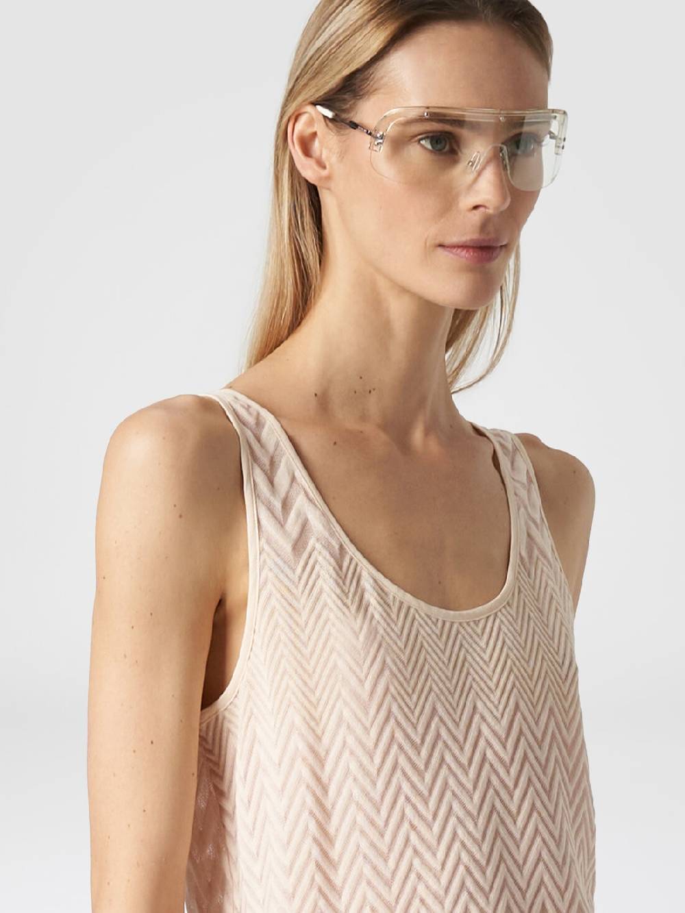 M Missoni Canottiera in maglia di viscosa e cotone zig zag Duty-free