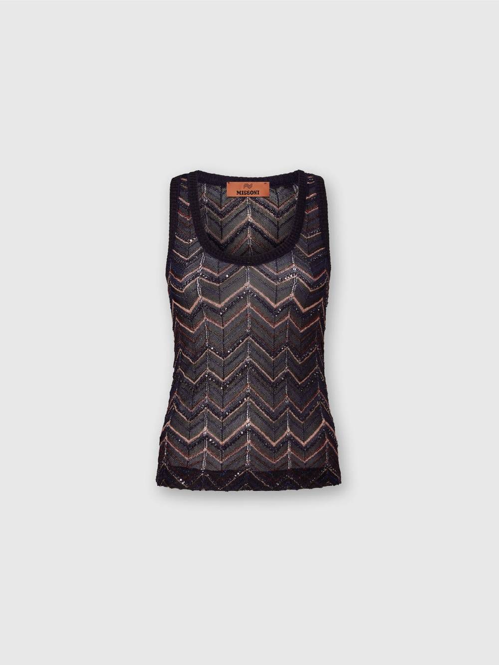 M Missoni Canottiera in maglia zig zag con lurex e paillettes Sconti questo mese