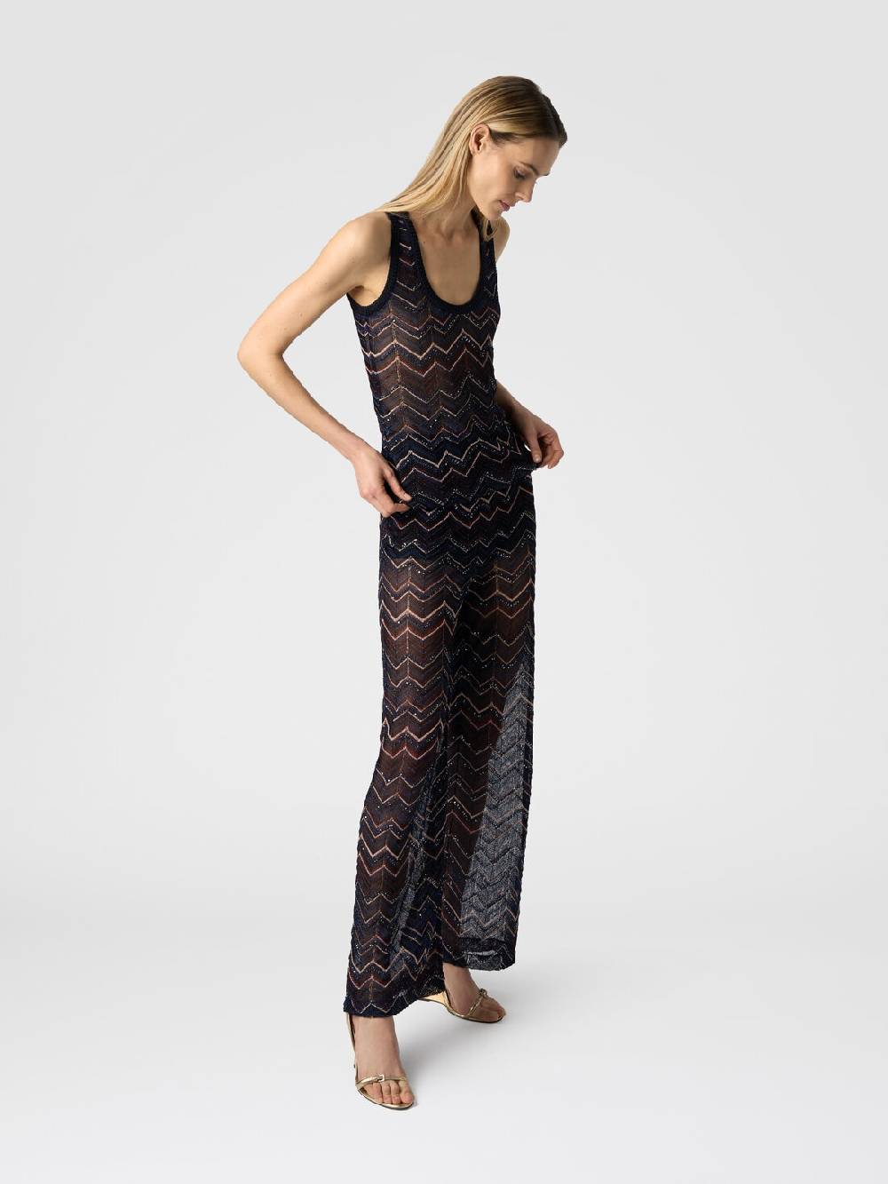 M Missoni Canottiera in maglia zig zag con lurex e paillettes Sconti questo mese