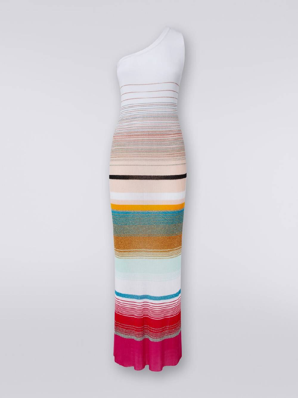M Missoni Abito monospalla in maglia a costine rigata con lurex Italy