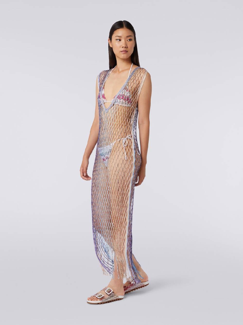 M Missoni Copricostume in rete effetto metal con frange Italia