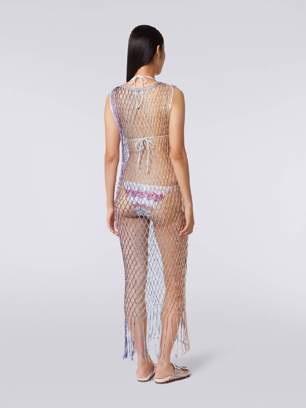 M Missoni Copricostume in rete effetto metal con frange Italia