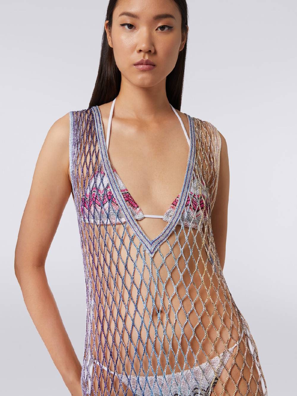 M Missoni Copricostume in rete effetto metal con frange Italia