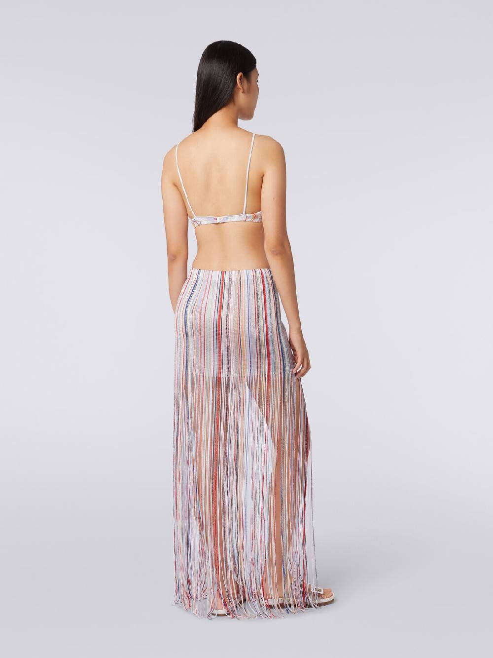 M Missoni Gonna lunga a portafoglio con frange e lurex In Linea