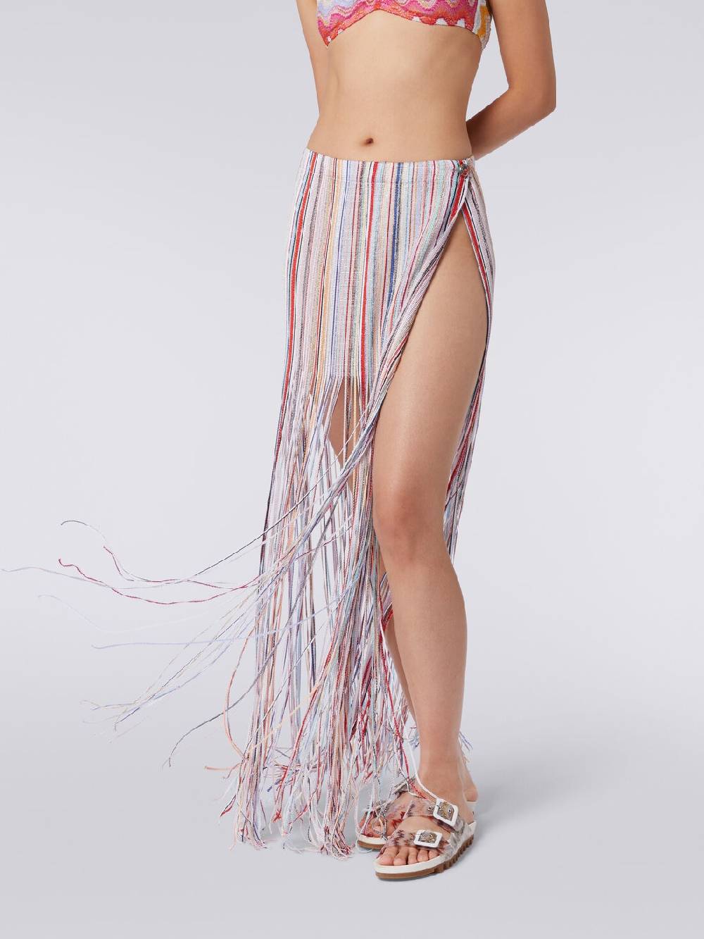 M Missoni Gonna lunga a portafoglio con frange e lurex In Linea