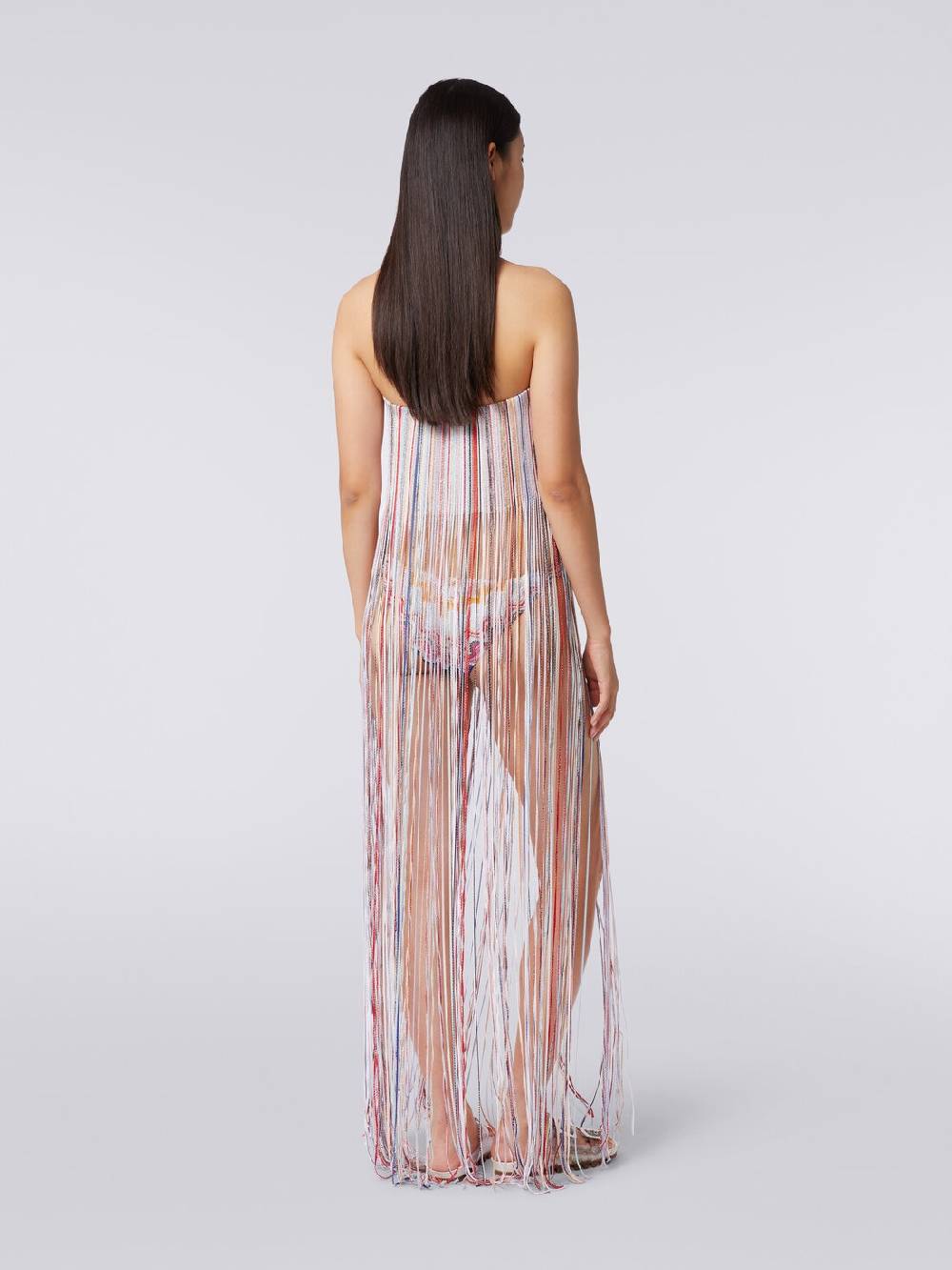 M Missoni Abito copricostume a bustier con frange e lurex Nuovo