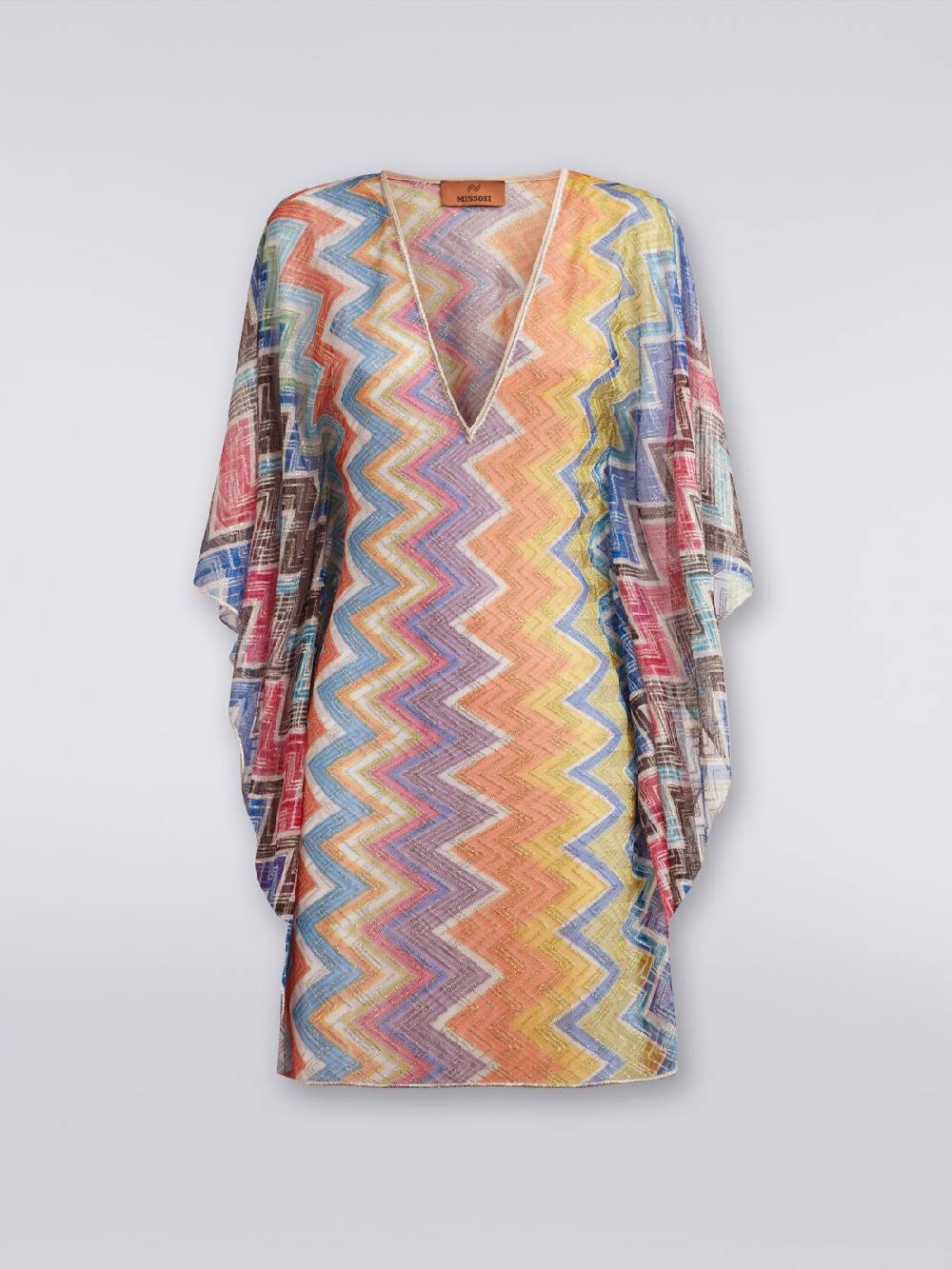 M Missoni Caftano copricostume corto zig zag con lurex Spedizione Gratuita