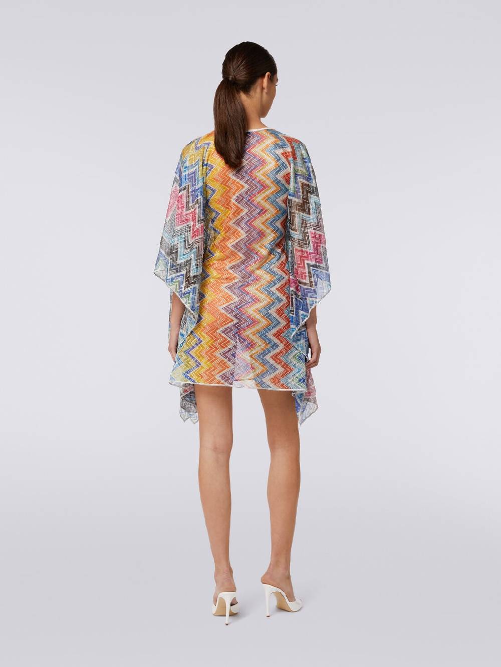 M Missoni Caftano copricostume corto zig zag con lurex Spedizione Gratuita