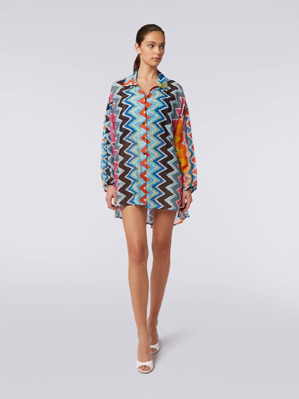 M Missoni Blusa oversize in seta e cotone stampa zig zag Soddisfazione Garantita
