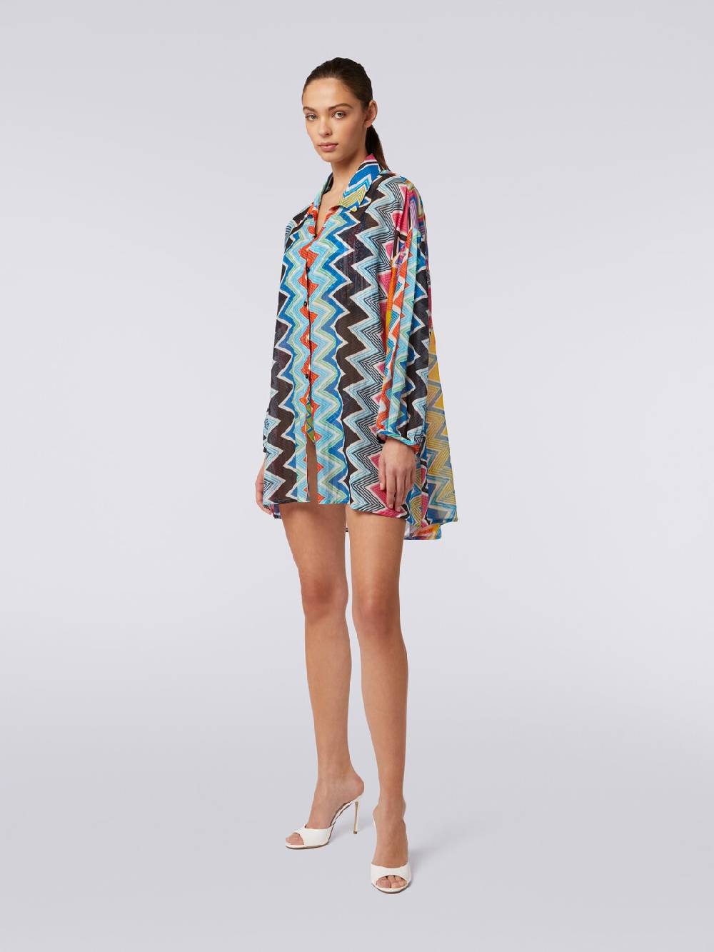 M Missoni Blusa oversize in seta e cotone stampa zig zag Soddisfazione Garantita