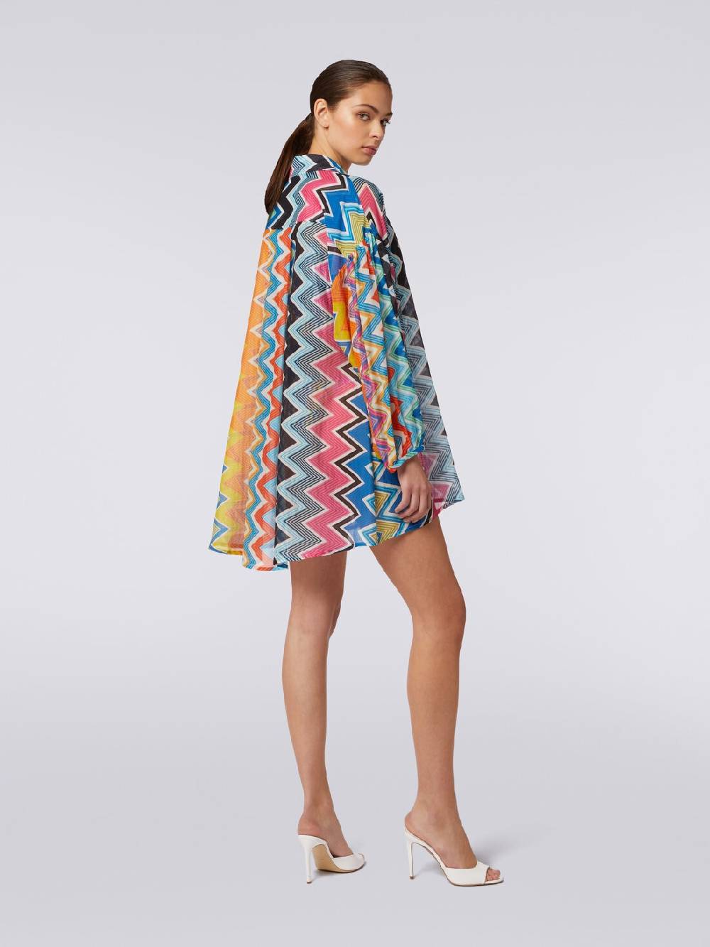 M Missoni Blusa oversize in seta e cotone stampa zig zag Soddisfazione Garantita
