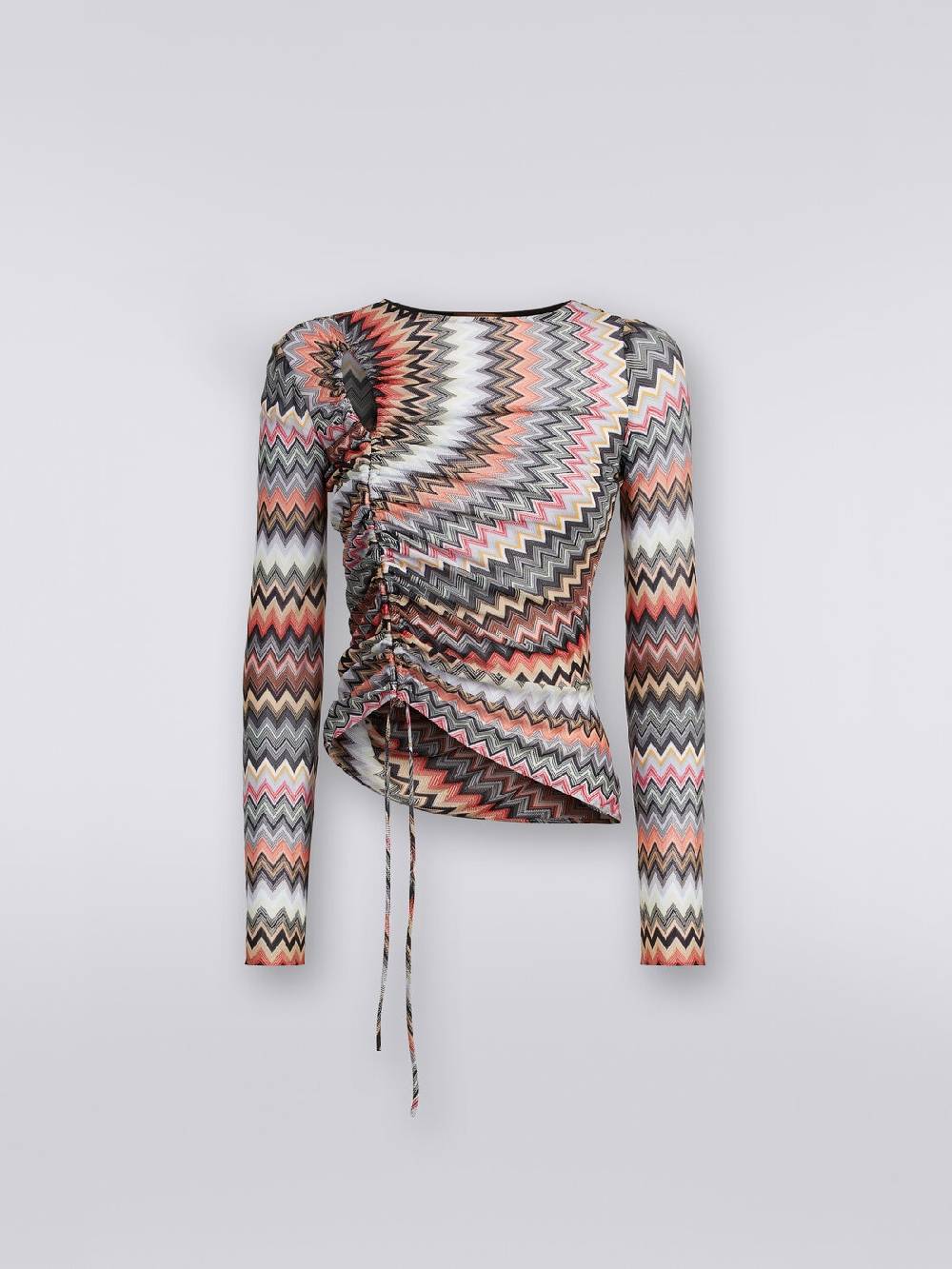 M Missoni Top a maniche lunghe zig zag con arricciatura e dettaglio cut-out Negozi Online