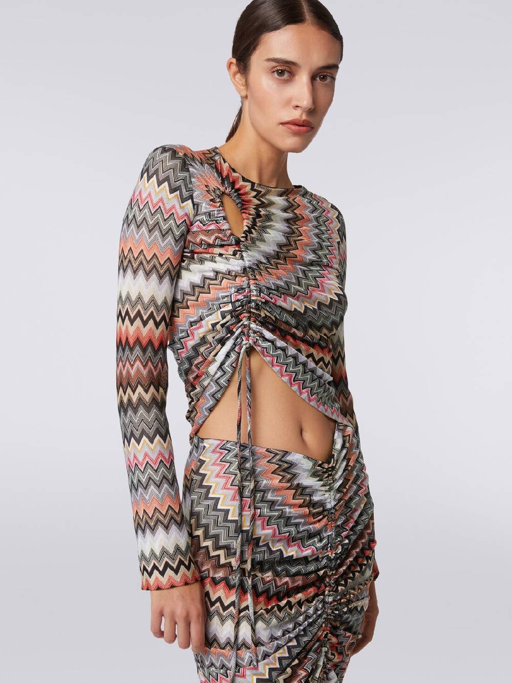 M Missoni Top a maniche lunghe zig zag con arricciatura e dettaglio cut-out Negozi Online