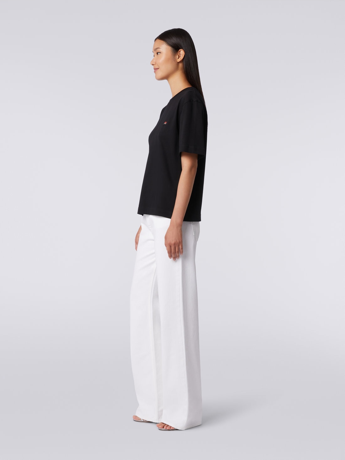 M Missoni T-shirt girocollo in cotone con ricamo e logo Promozione Limitata