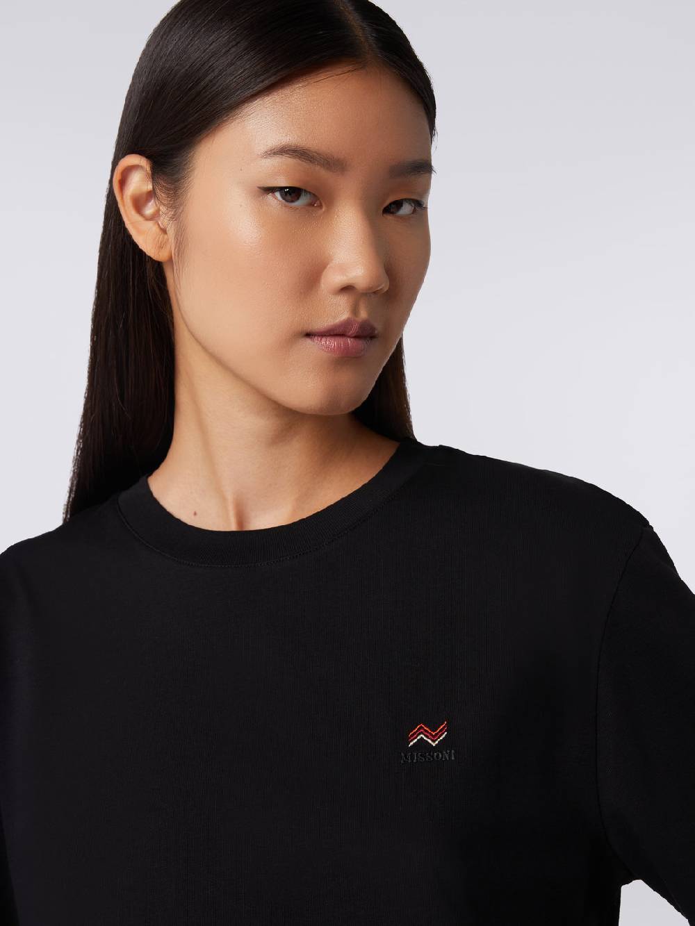 M Missoni T-shirt girocollo in cotone con ricamo e logo Promozione Limitata