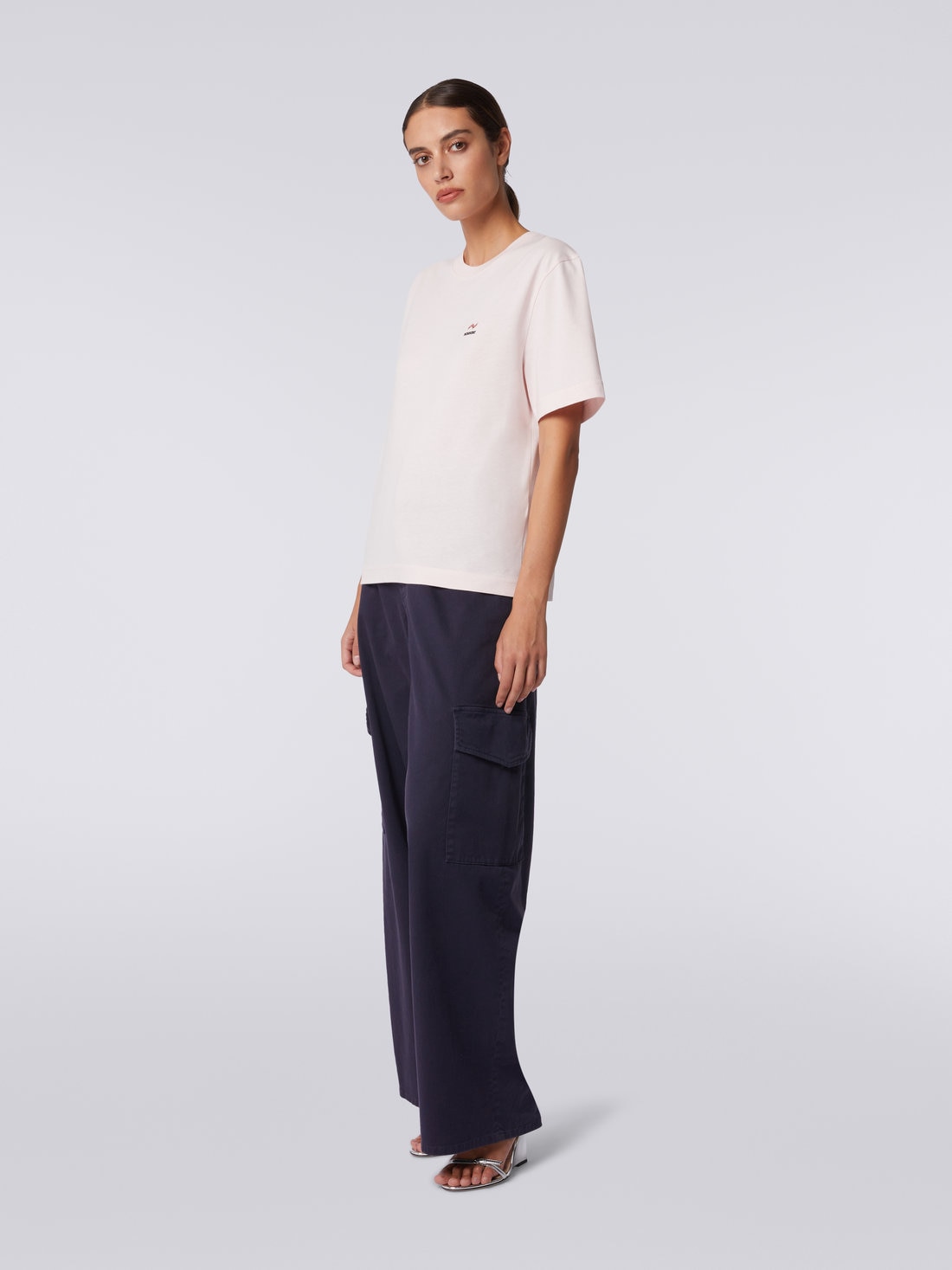 M Missoni T-shirt girocollo in cotone con ricamo e logo Shopping Online