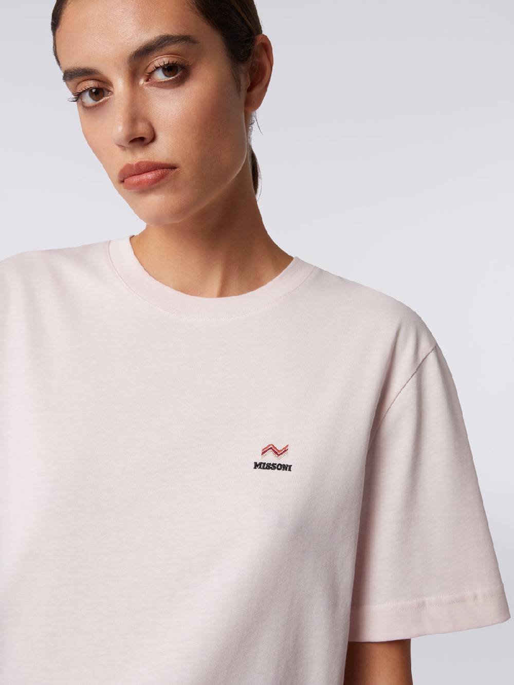 M Missoni T-shirt girocollo in cotone con ricamo e logo Shopping Online