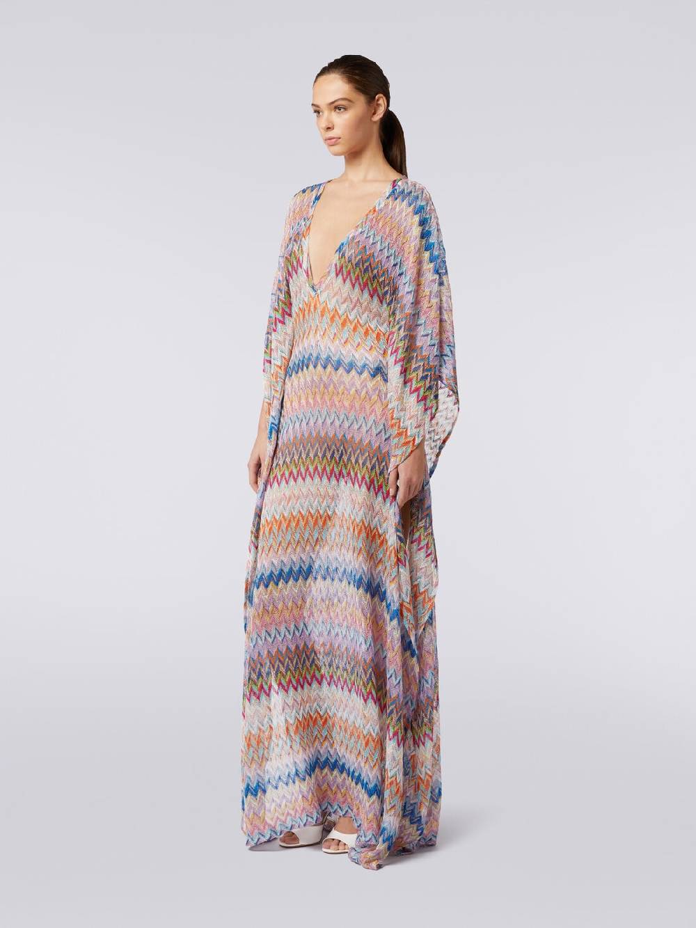 M Missoni Caftano copricostume lungo con scollo a V e lurex Prezzo Ridotto