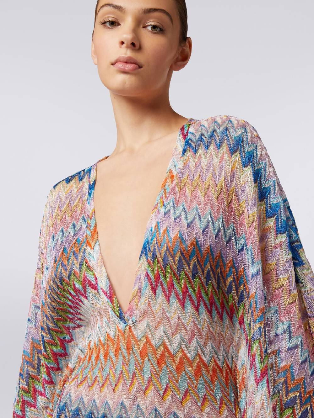 M Missoni Caftano copricostume lungo con scollo a V e lurex Prezzo Ridotto