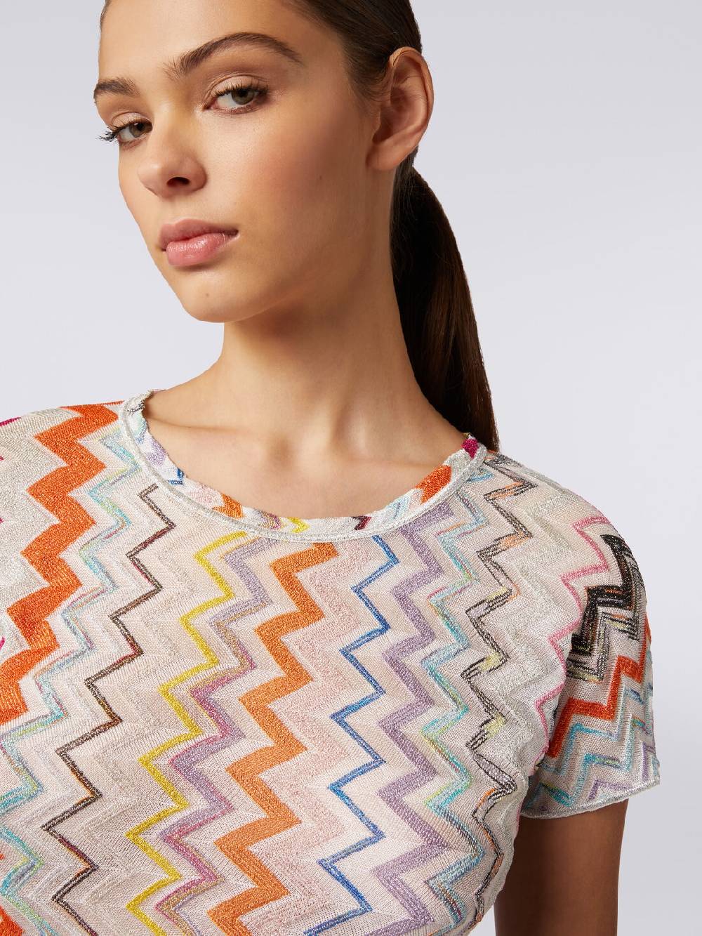 M Missoni Crop top in misto viscosa chevron con lurex Presa