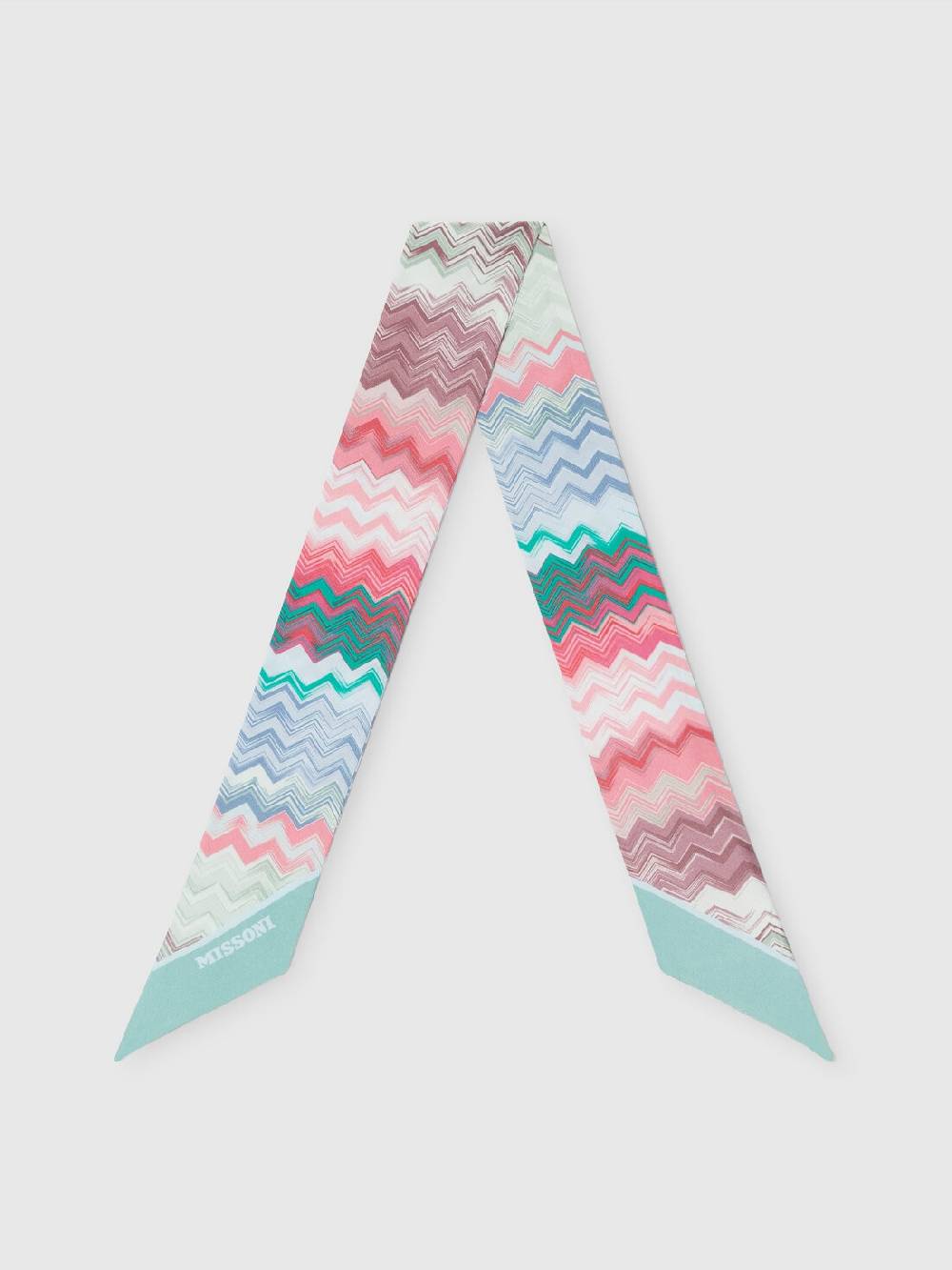 M Missoni Foulard in seta con zig zag e scritta logo Saldi