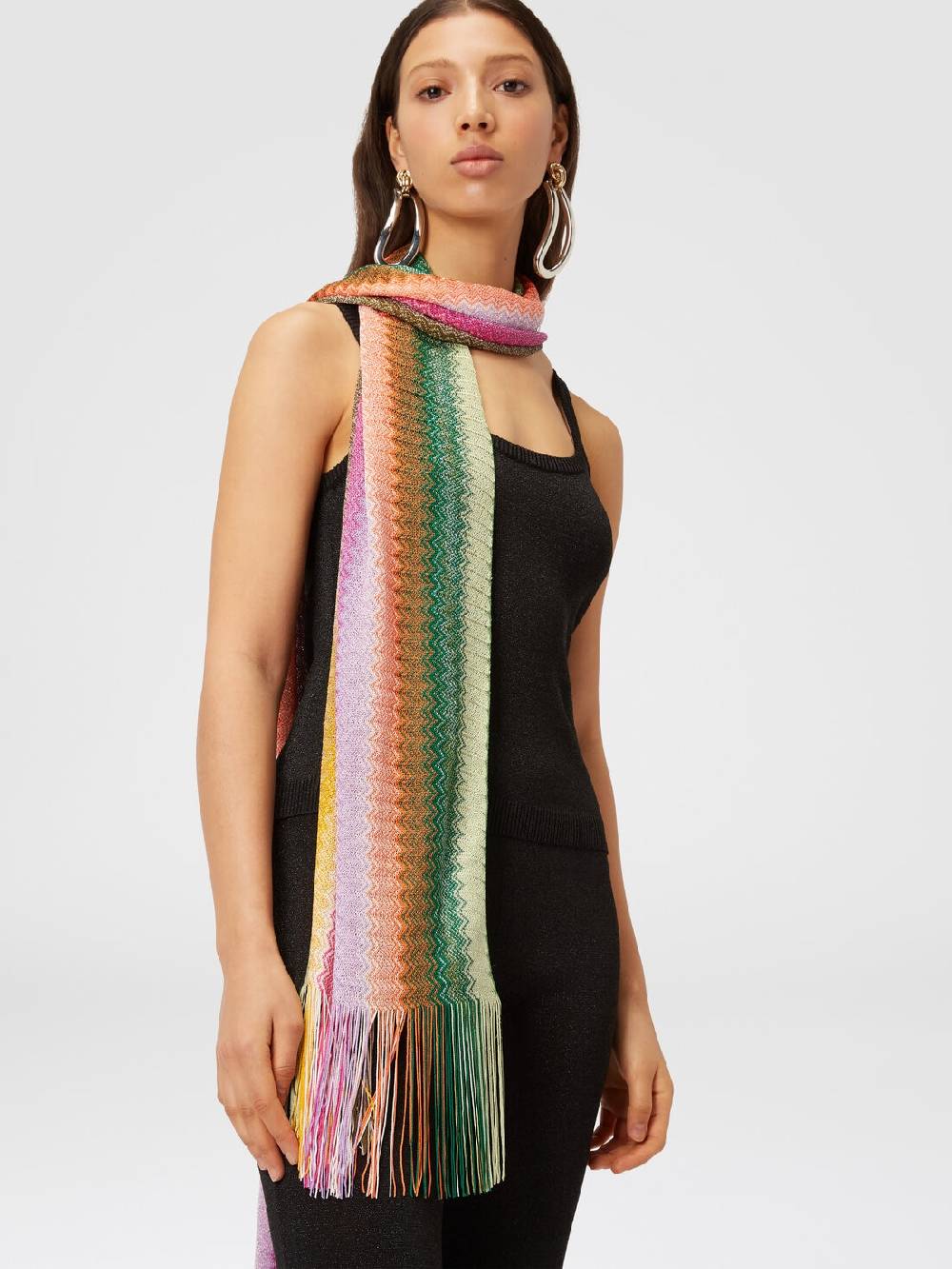 M Missoni Sciarpa in maglia di viscosa chevron con frange Hotsell