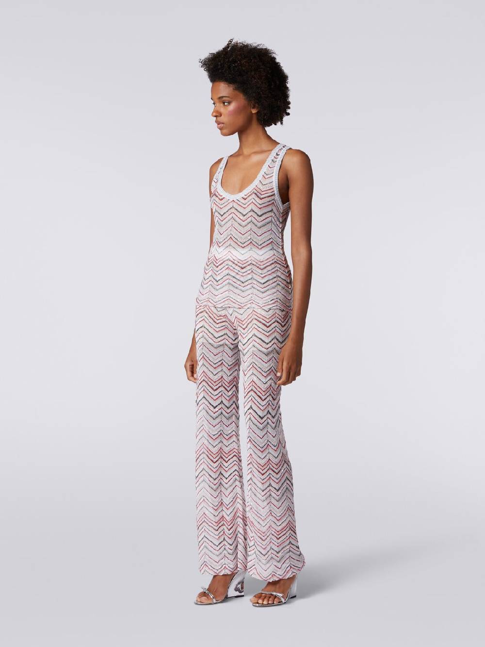M Missoni Pantaloni in maglia zig zag con lurex e paillettes Moda