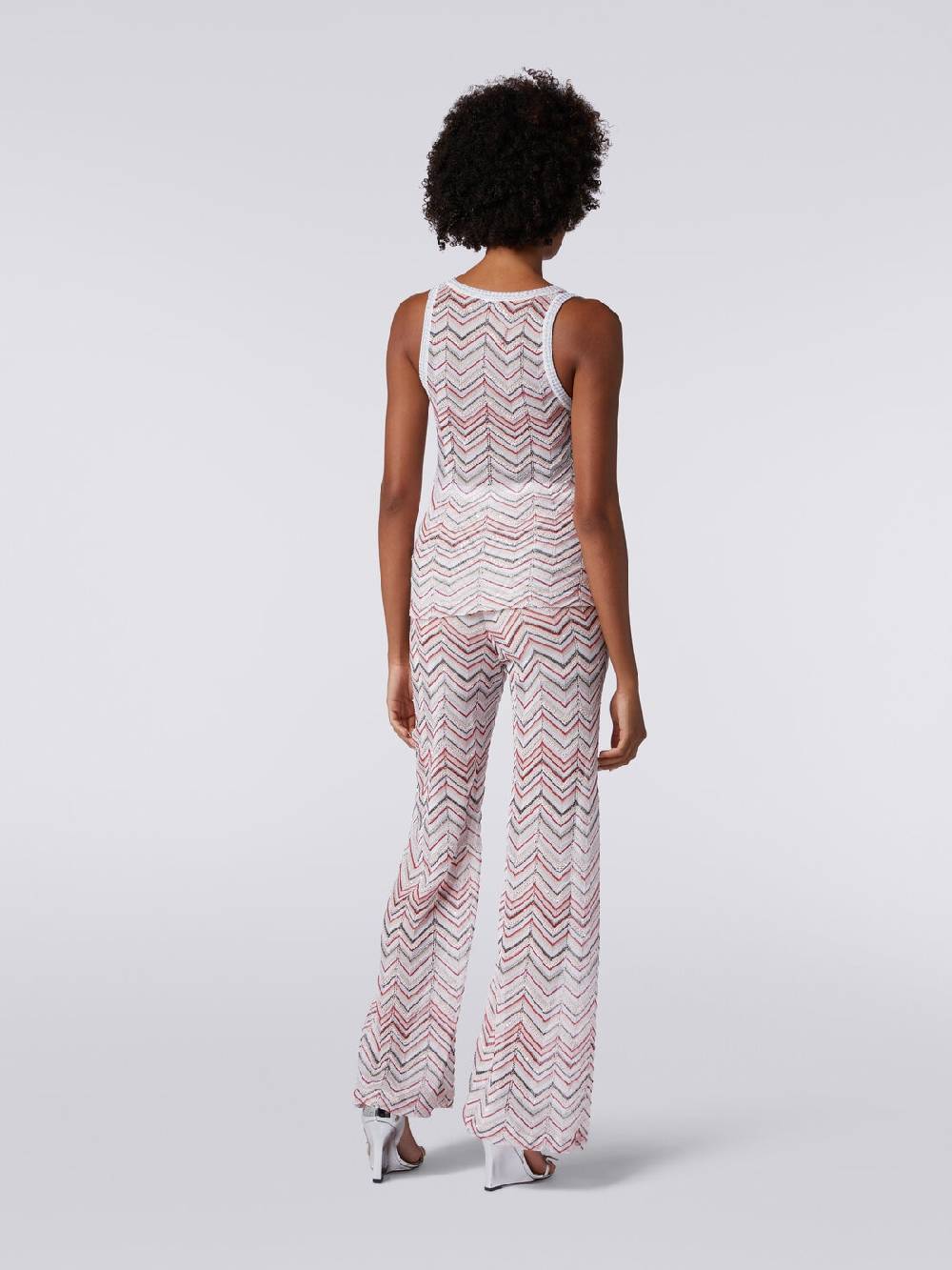 M Missoni Pantaloni in maglia zig zag con lurex e paillettes Moda