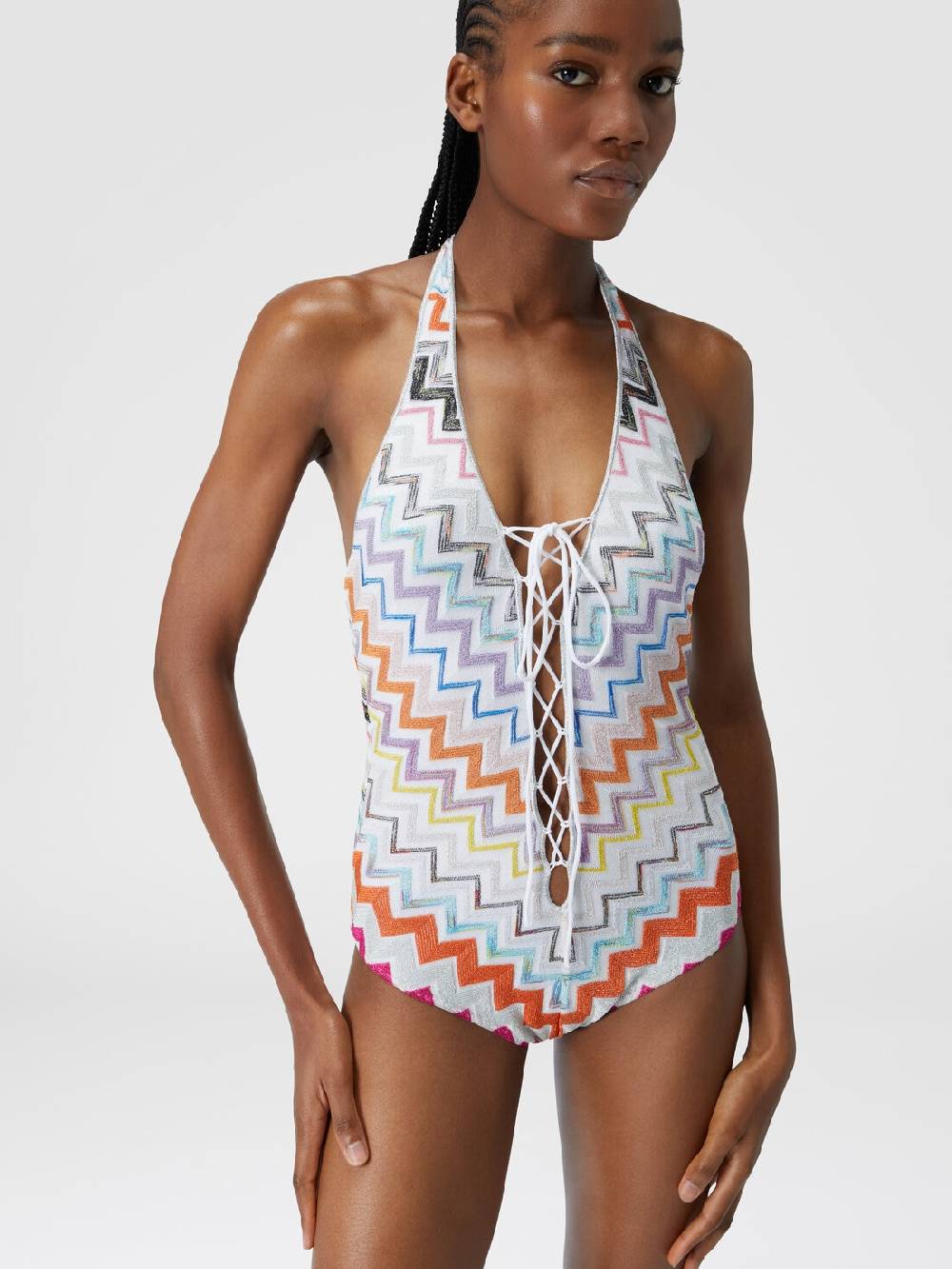 M Missoni Costume intero in viscosa zig zag con lurex Negozio online di fabbrica