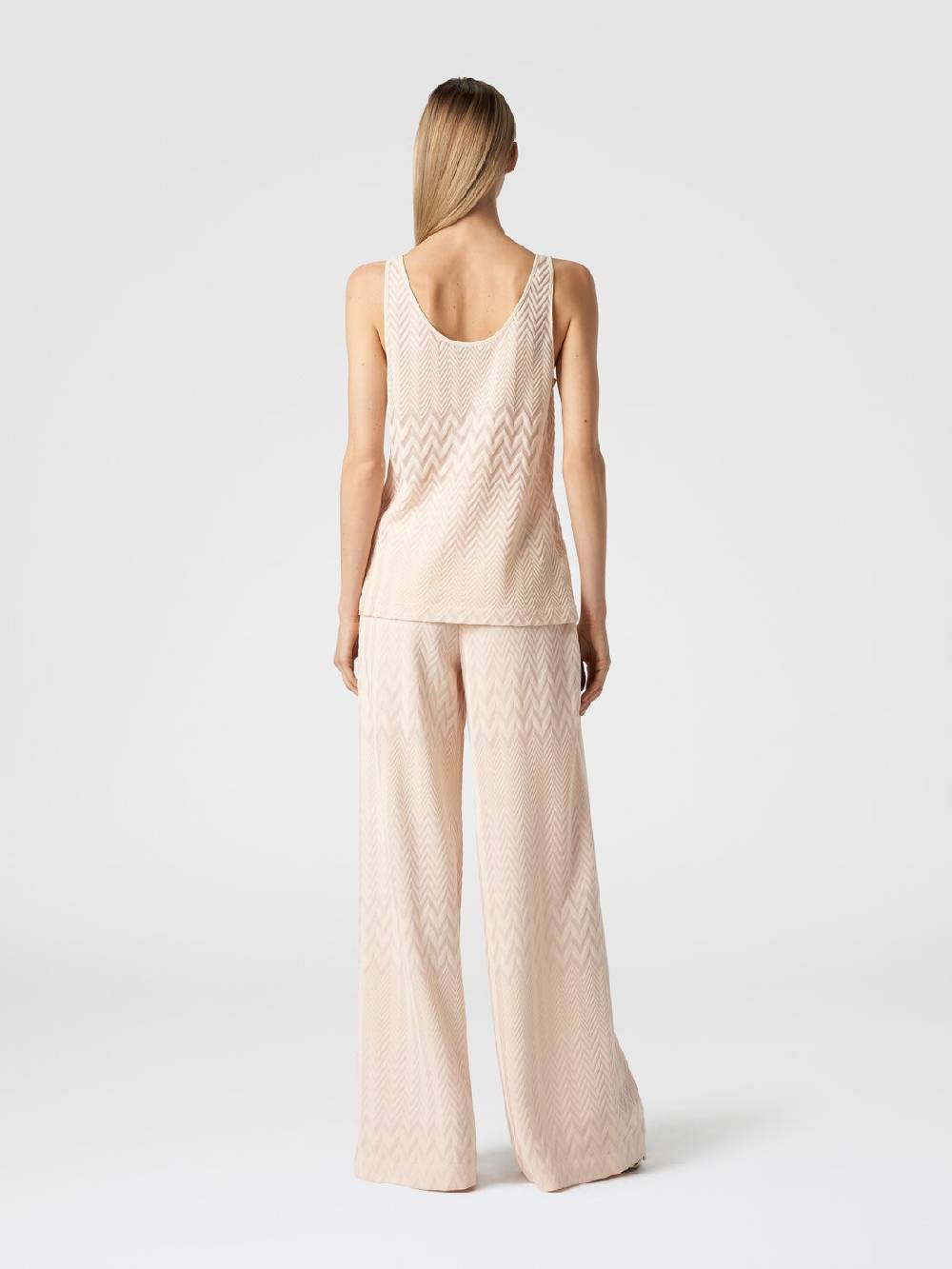 M Missoni Pantaloni a palazzo in cotone e viscosa zig zag Comprare a buon mercato