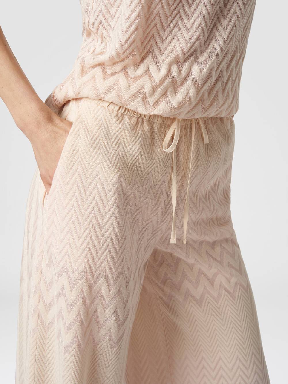 M Missoni Pantaloni a palazzo in cotone e viscosa zig zag Comprare a buon mercato