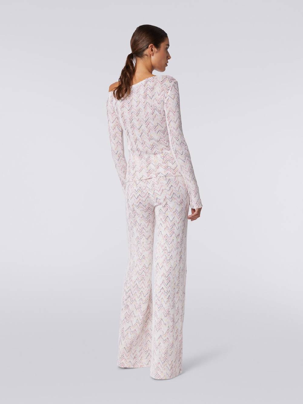 M Missoni Pantaloni a palazzo in lana e viscosa zig zag Grande vendita