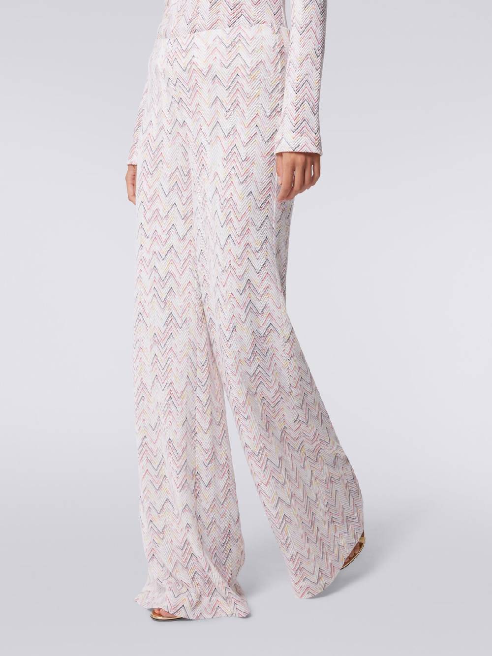 M Missoni Pantaloni a palazzo in lana e viscosa zig zag Grande vendita