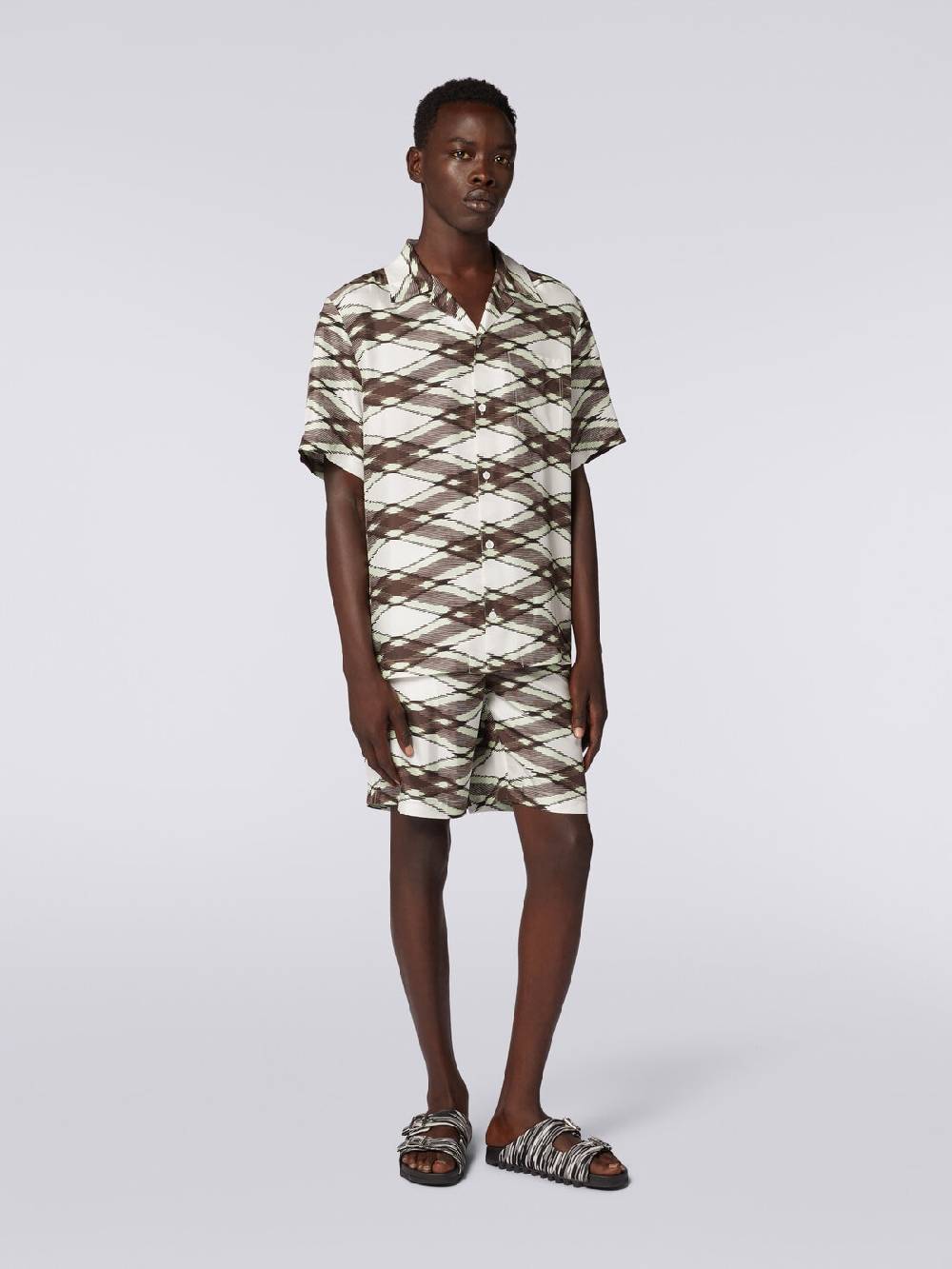 M Missoni Camicia a maniche corte modello bowling in seta stampata Offerta esclusiva