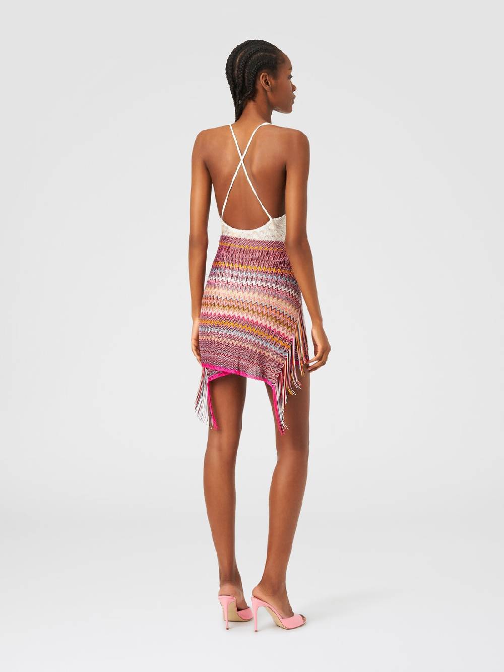 M Missoni Pareo in maglia di viscosa zig zag con frange Offerta natalizia