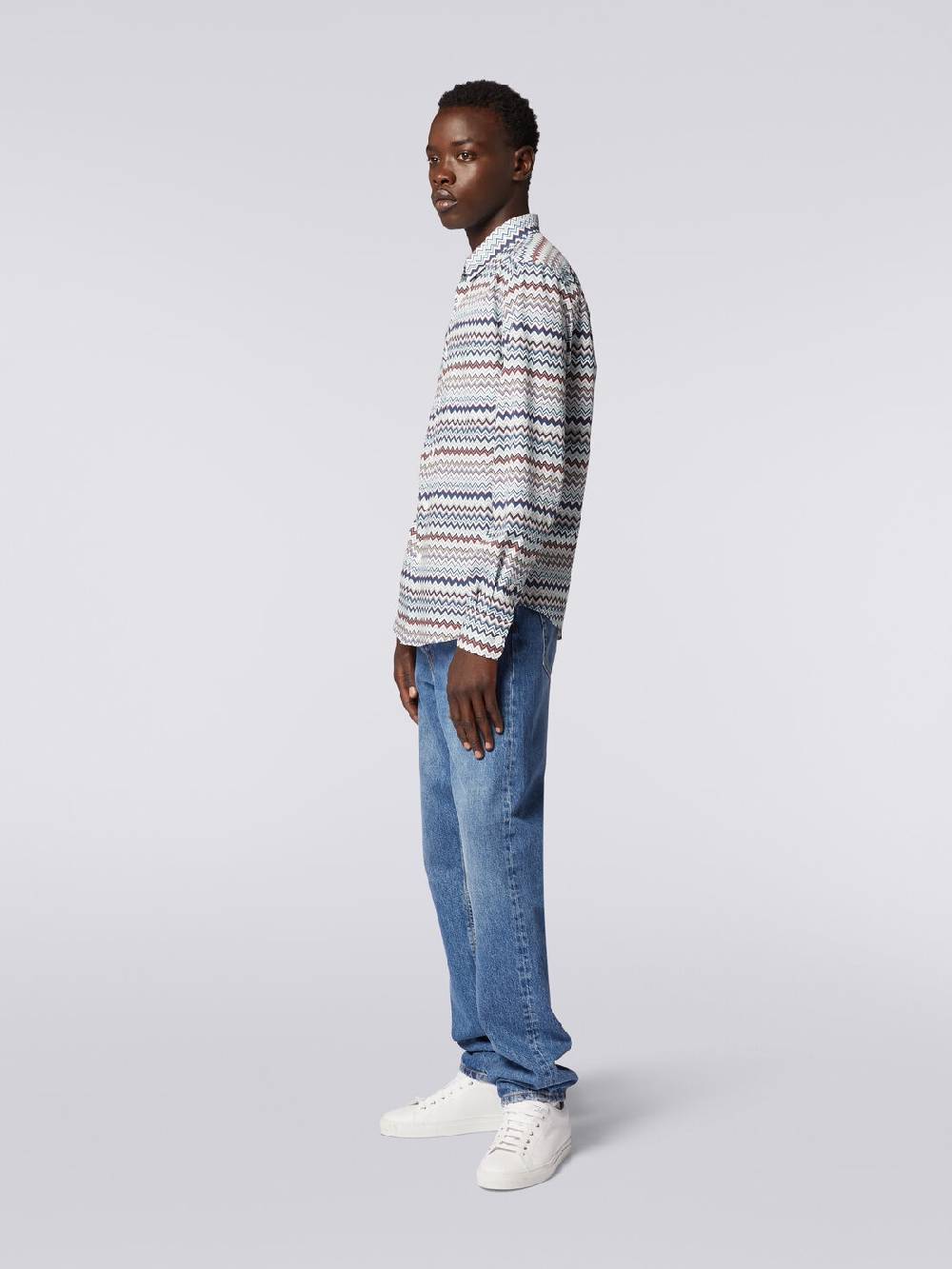 M Missoni Camicia a maniche lunghe con stampa zig zag Vendita calda