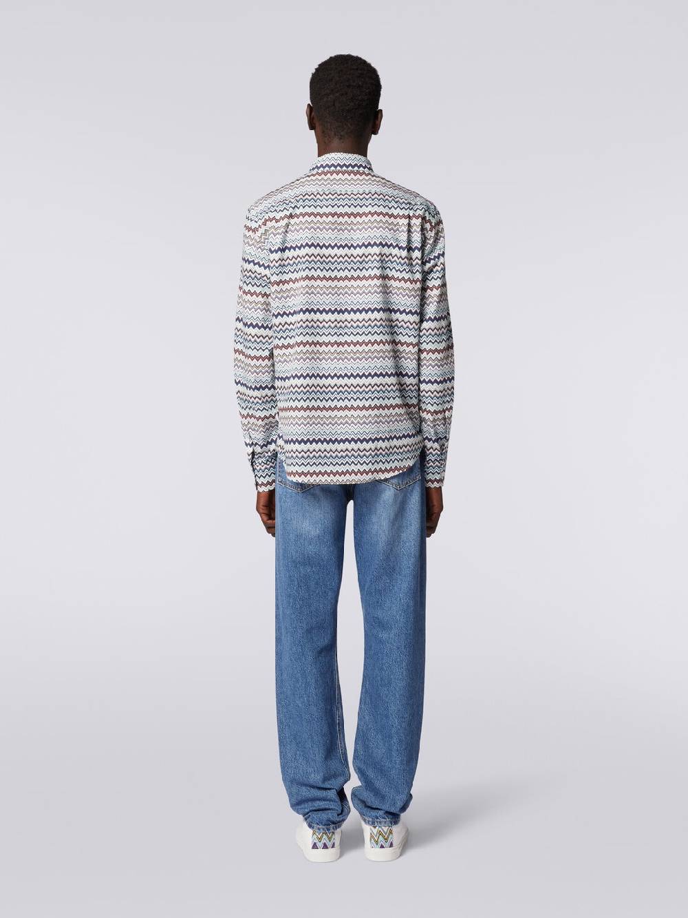 M Missoni Camicia a maniche lunghe con stampa zig zag Vendita calda