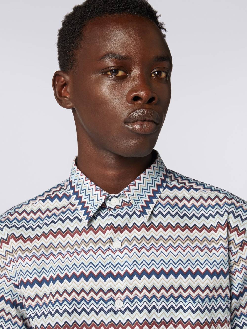 M Missoni Camicia a maniche lunghe con stampa zig zag Vendita calda