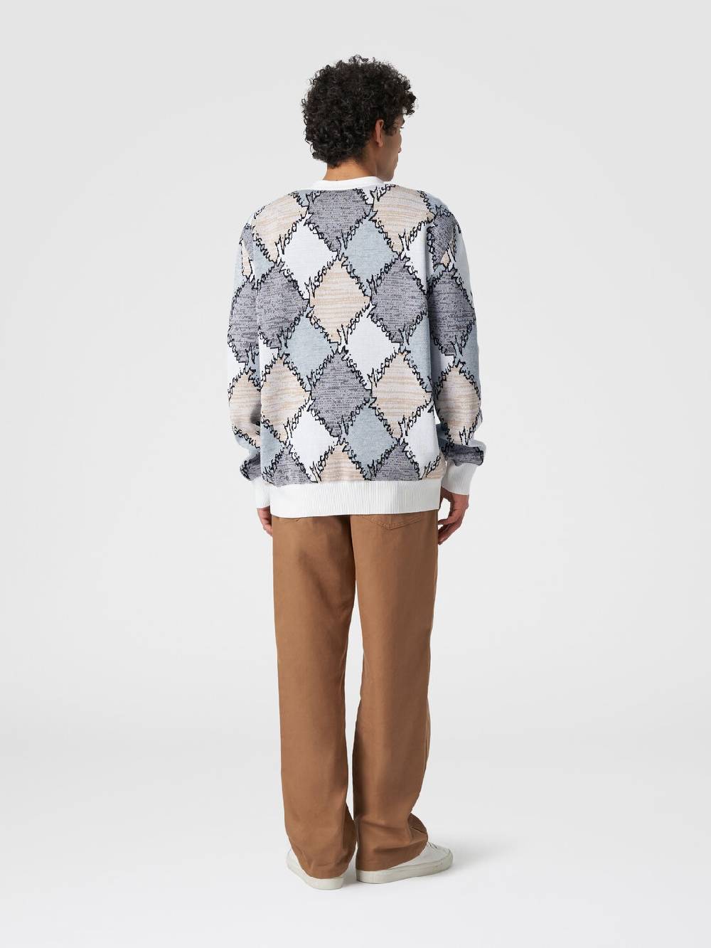 M Missoni Cardigan in cotone a losanghe con scritta logo Offerte esclusive