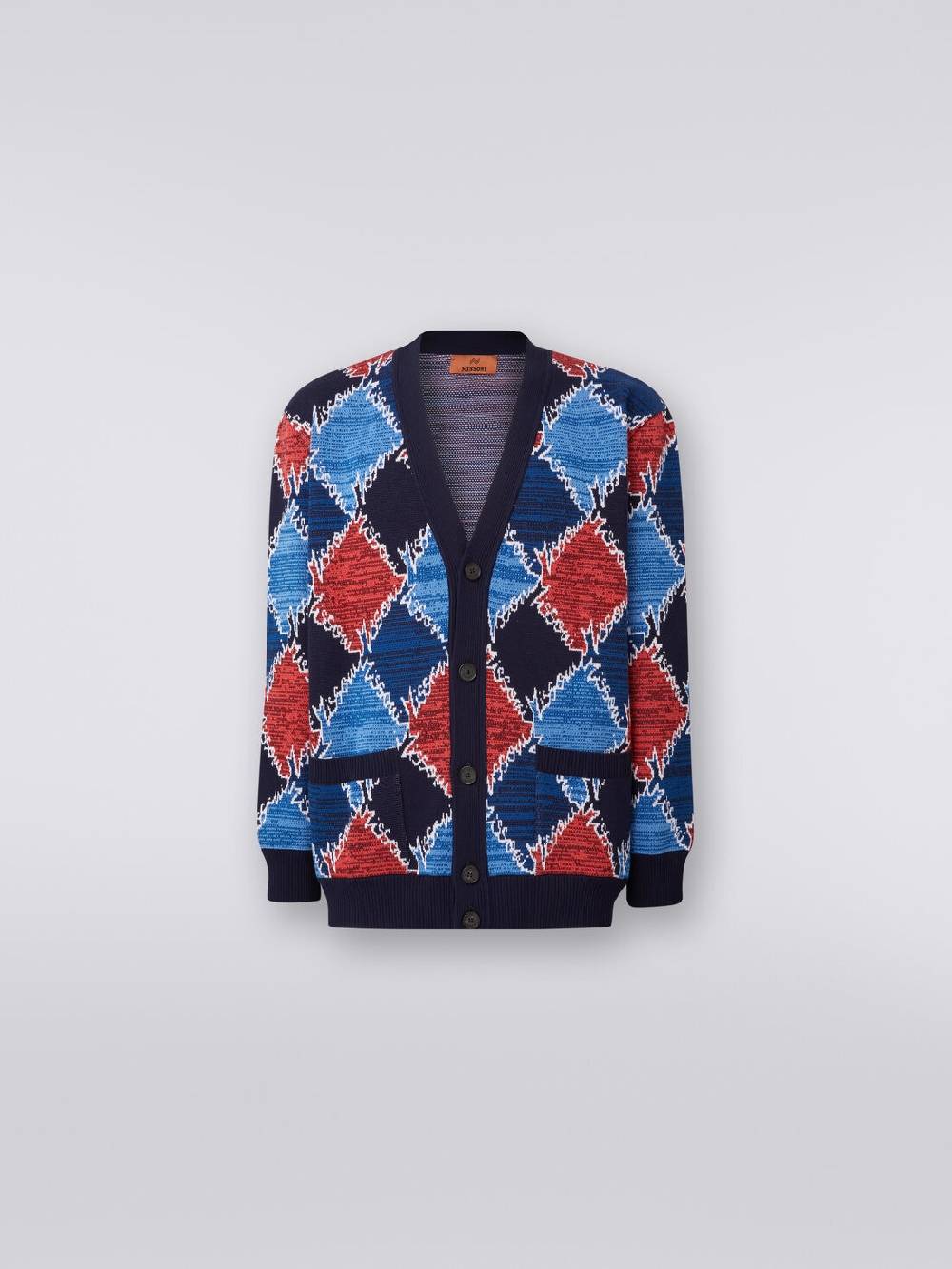 M Missoni Cardigan in cotone a losanghe con scritta logo Lightning offer