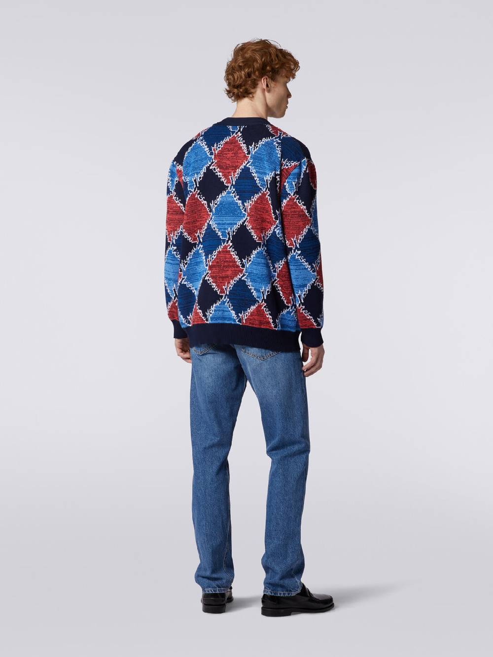 M Missoni Cardigan in cotone a losanghe con scritta logo Lightning offer